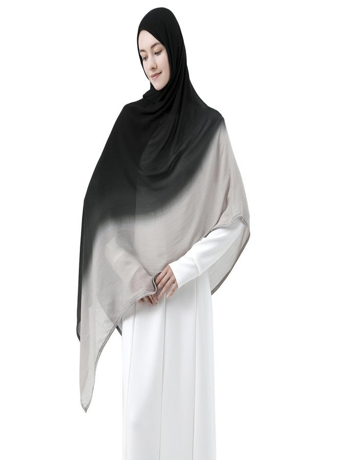wocharm Women Scarf and Shawls, Soft Modal Jersey Scarves, Gradient Long Wrap for Spring Summer and Autumn(Black & Grey) - Image 5